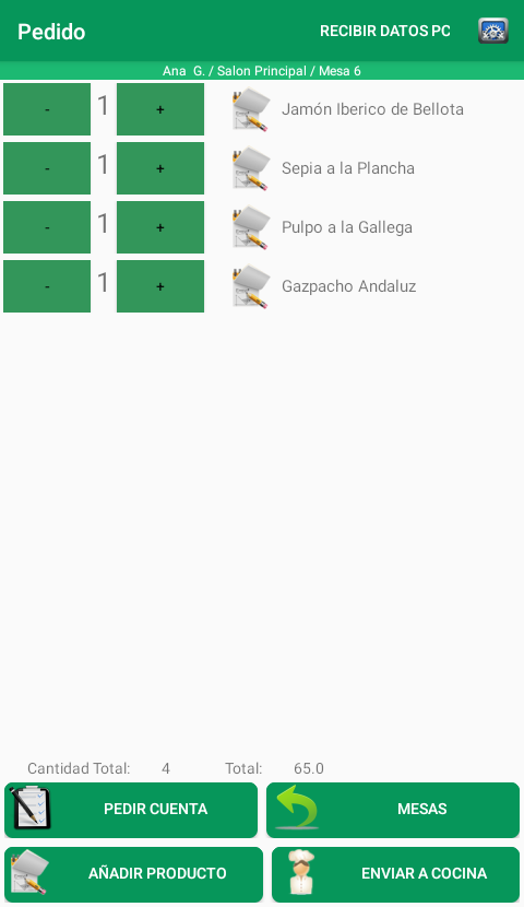 Pantalla del Comandero SolverMedia mostrando mesas del restaurante