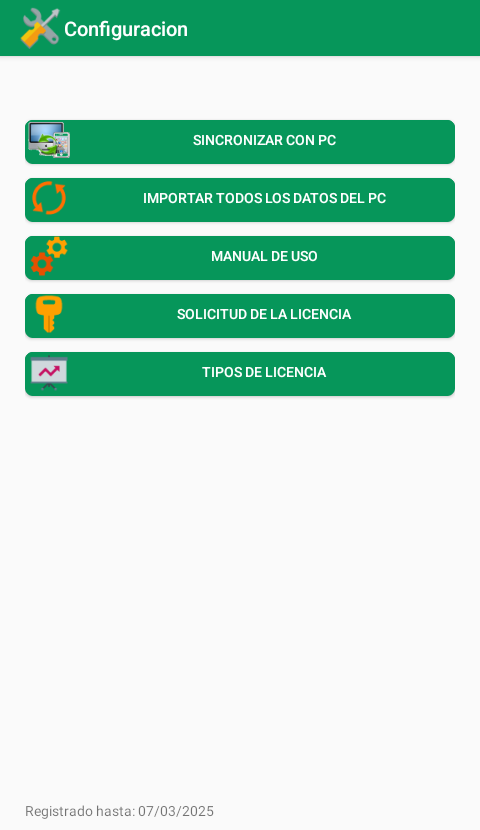 Pantalla del Comandero mostrando zonas del local