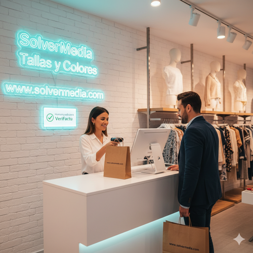 Pantalla del TPV Tallas y Colores de SolverMedia con stock por talla y color